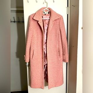 Pink Long Coat With Pockets - Lined